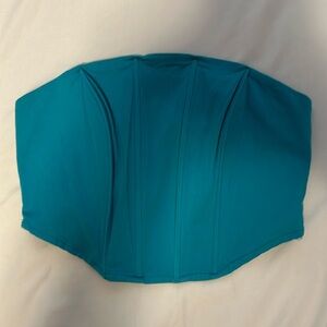 Cropped Tube Top Corset Style Blue Green